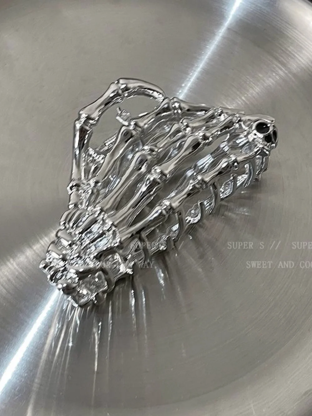Silver Skeleton Hand Decorative Accent